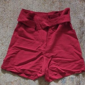 Mango Red High Waist Shorts